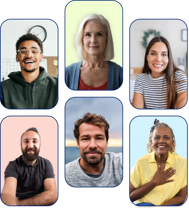 Six therapists at ReachLink representing personalised human-guided online therapy.